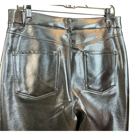 7 For All Mankind High Rise Vegan Leather Silver Metallic 5-pkt Pants NWT Large - Picture 6 of 13